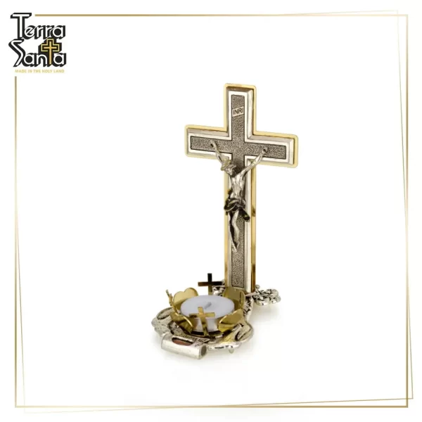 Jerusalem INRI Table standing Crucifix & Candle
