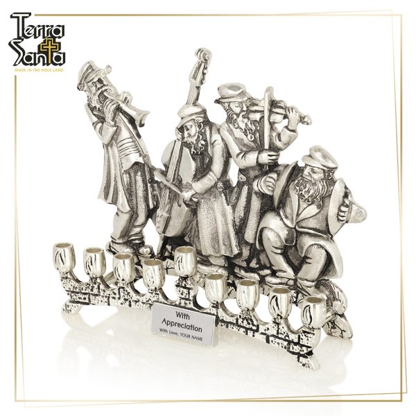 Hanukkah Menorah Yiddish "Klezmer" Dancing Musicians
