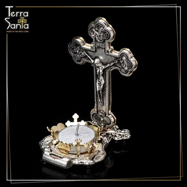 Orthodox INRI Table Standing Crucifix & Candle