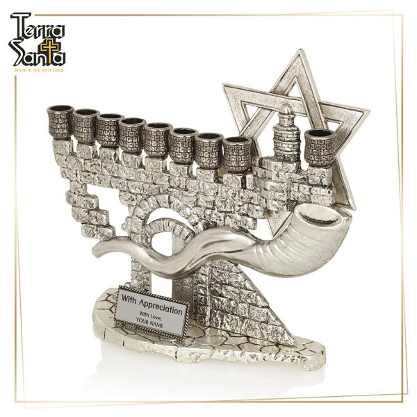 Hanukkah Menorah Jerusalem Walls Shofar **Large