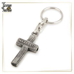 Nazareth Cross Keychain Sterling Silver Plated