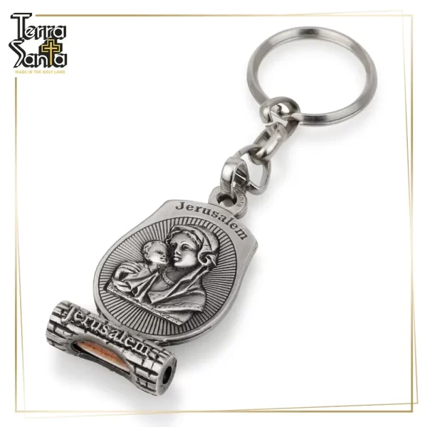 BABY JESUS & MARY Keychain SILVER Plating