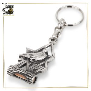 'Israel' In Hebrew Dove Keychain SILVER Plating
