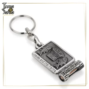 'LOAVES AND FISHES' Jesus Fish Keychain SILVER Plated